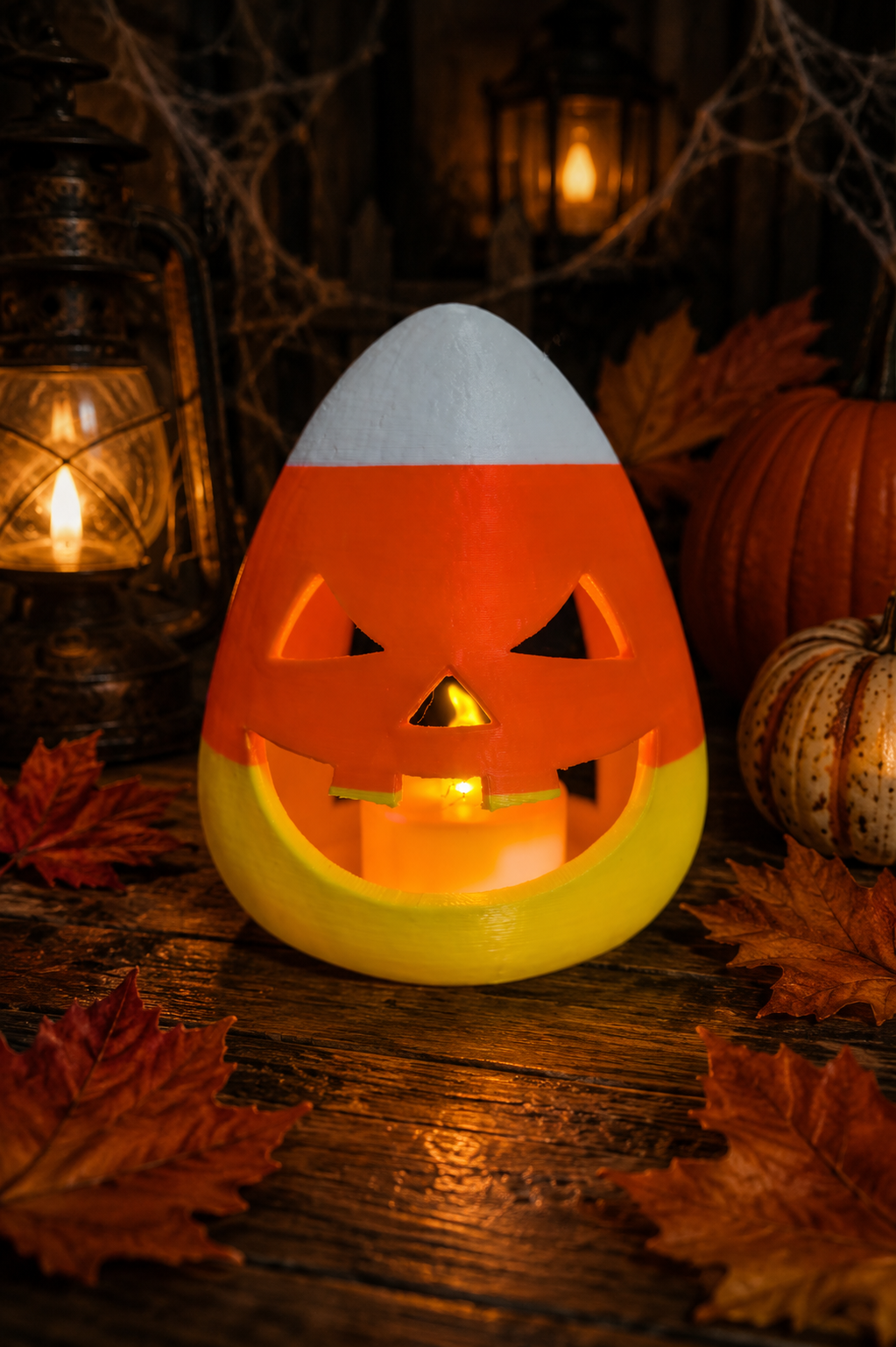 Candy Corn Jack O Lantern LED Tea Light Holder – Choose Character