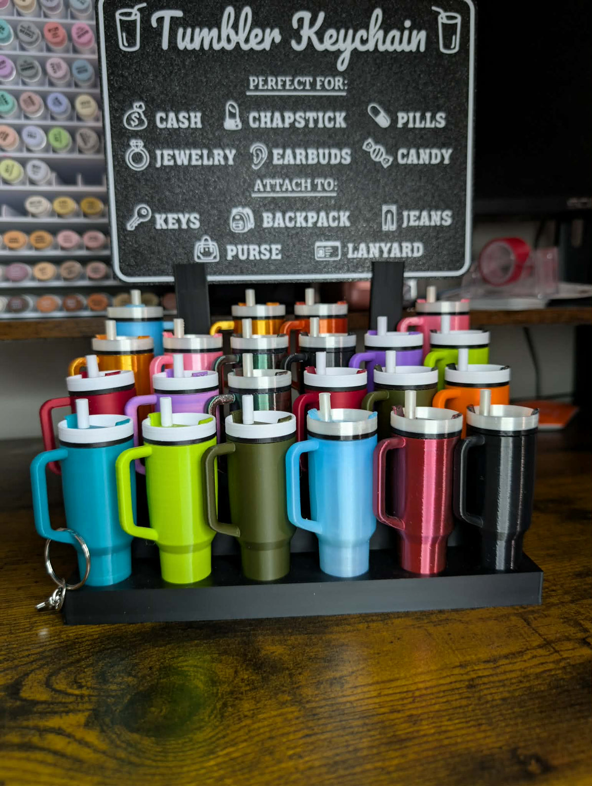 Mini tumbler chapstick holder keychains