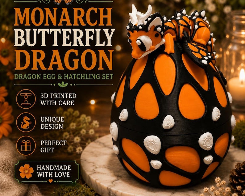 Baby Dragon and Egg Collection | Articulated 3D Printed Fantasy Hatchling by LNH Prints