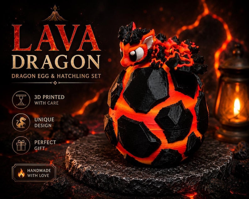 Baby Dragon and Egg Collection | Articulated 3D Printed Fantasy Hatchling by LNH Prints