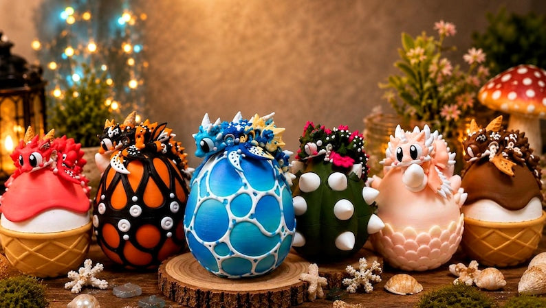 Baby Dragon and Egg Collection | Articulated 3D Printed Fantasy Hatchling by LNH Prints