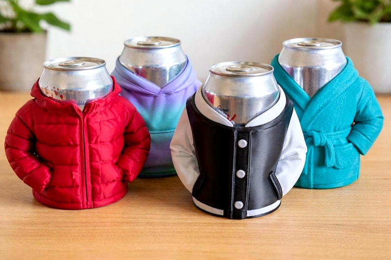 Can Koozie Jacket Holder | 3D Printed Hoodie, Puffer, Robe or Letterman Drink Sleeve by LNH Prints