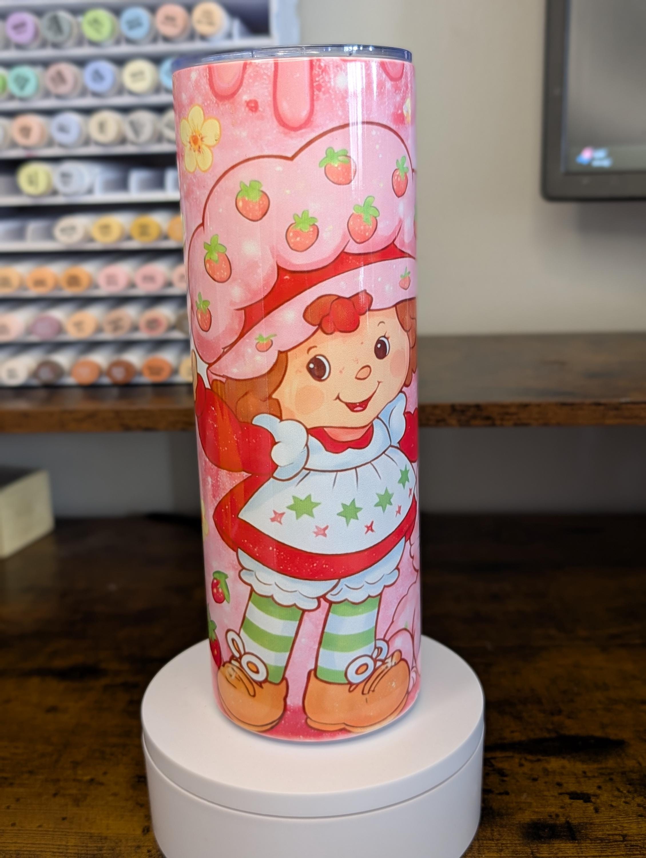 Strawberry Shortcake Inspired Tumbler: 20 oz Stainless Steel Insulated Cup