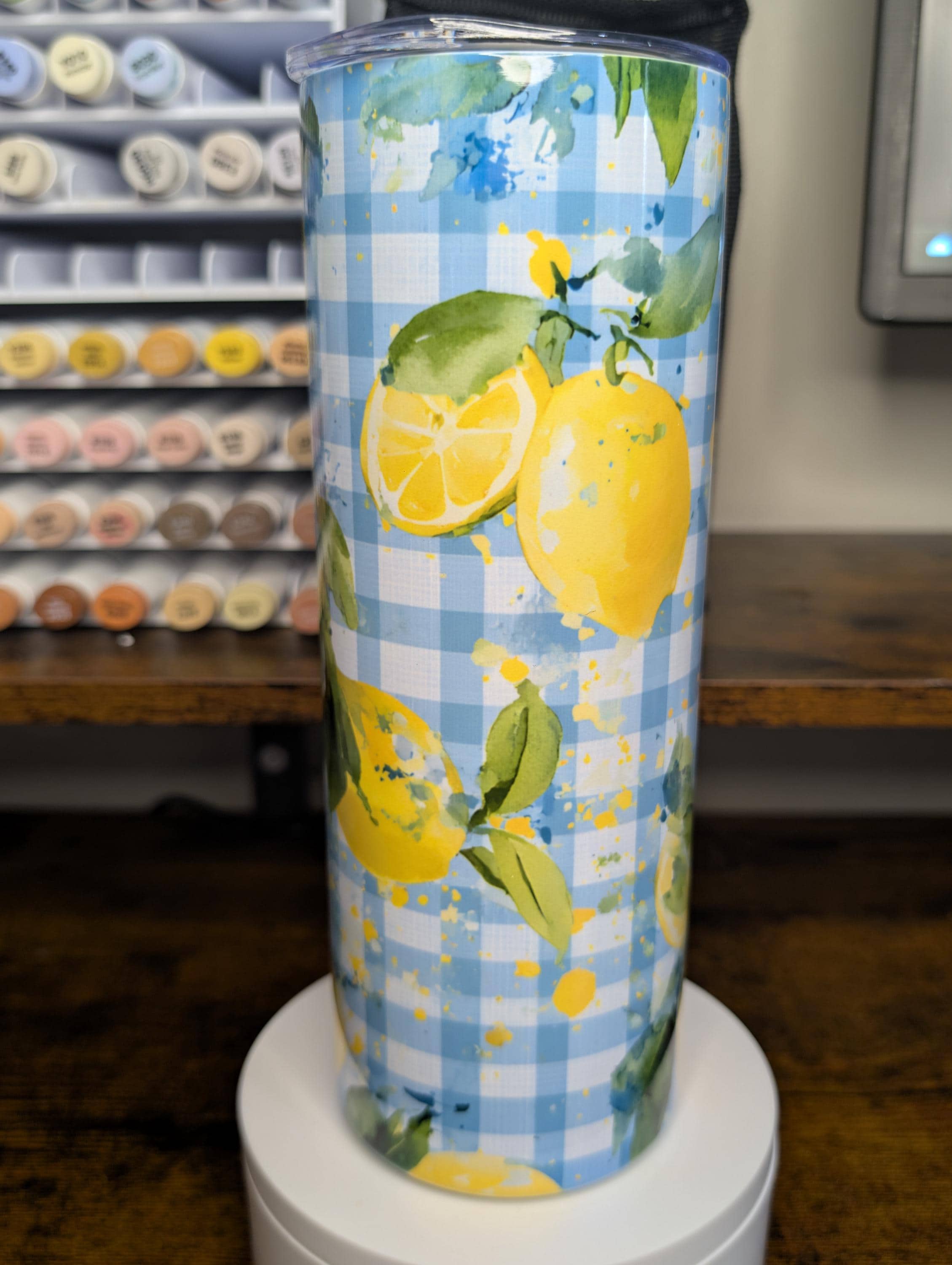 Cottagecore Plaid with Lemons Cup
