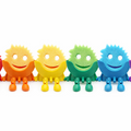 Set of colorful plastic sponge holder cartoon characters on a white background