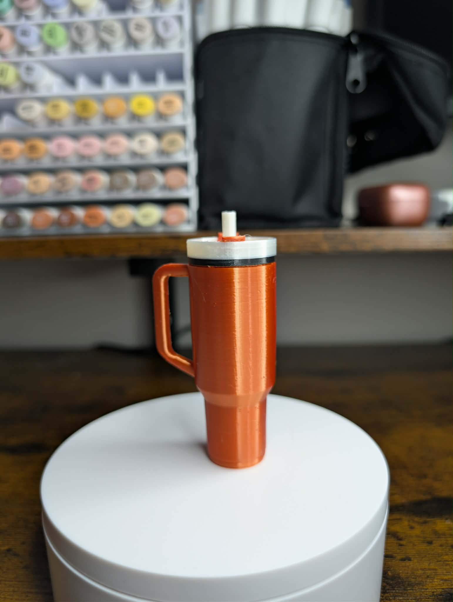 3D printed mini tumbler keychain silk copper with removable lid