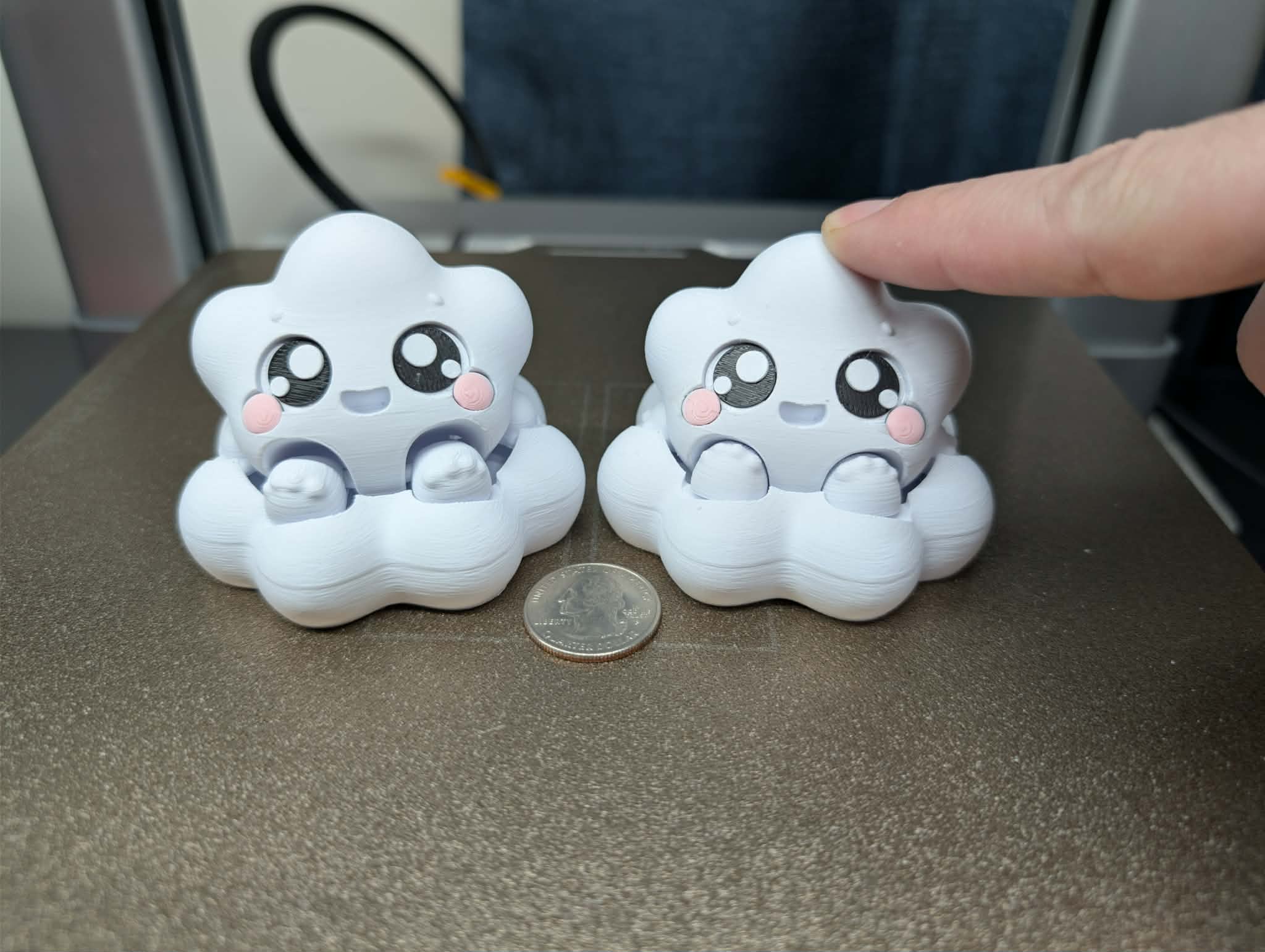 Wind elemental fidget clicker 3D printed desk fidget with cloud character design